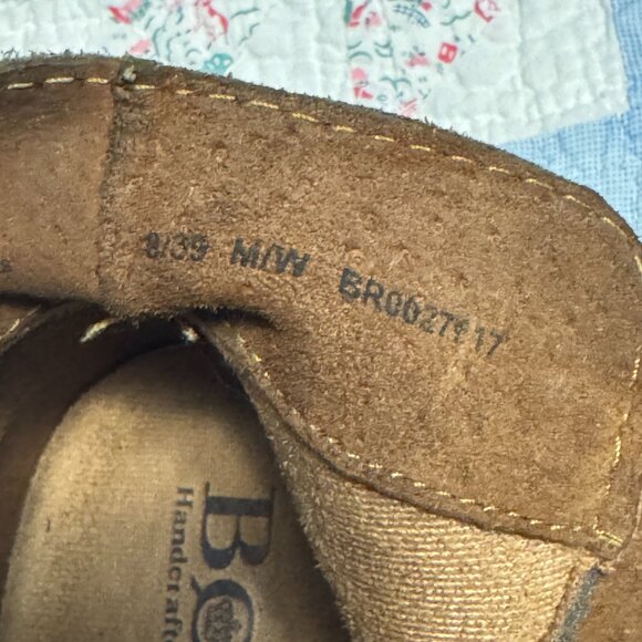 BORN Caylin 8 Women Ankle Boot Brown Leather Laces Distressed Suede pre-owned - Picture 6 of 8